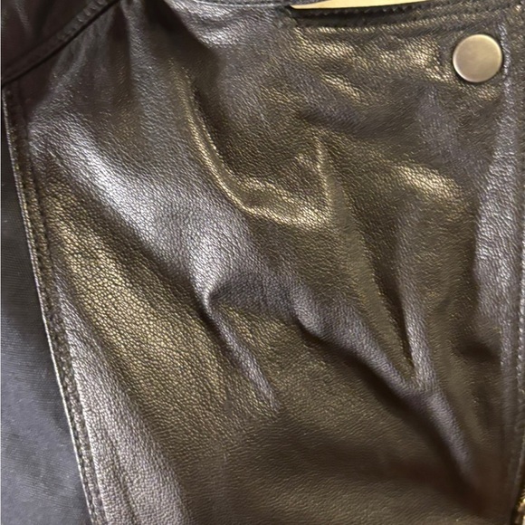 LUCKY Brand 100% Goat Leather Asymmetrical Moto Jacket, Black, Women's XS, EUC - Picture 4 of 10
